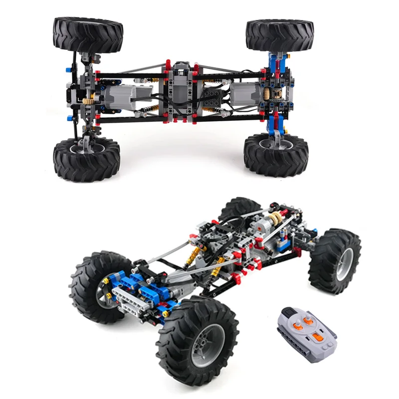 

4WD RC Car Chassis Climbing Vehicle Model Building Blocks With Suspension Shocks Compatible Motor Assembly MOC Bricks Toys Gifts