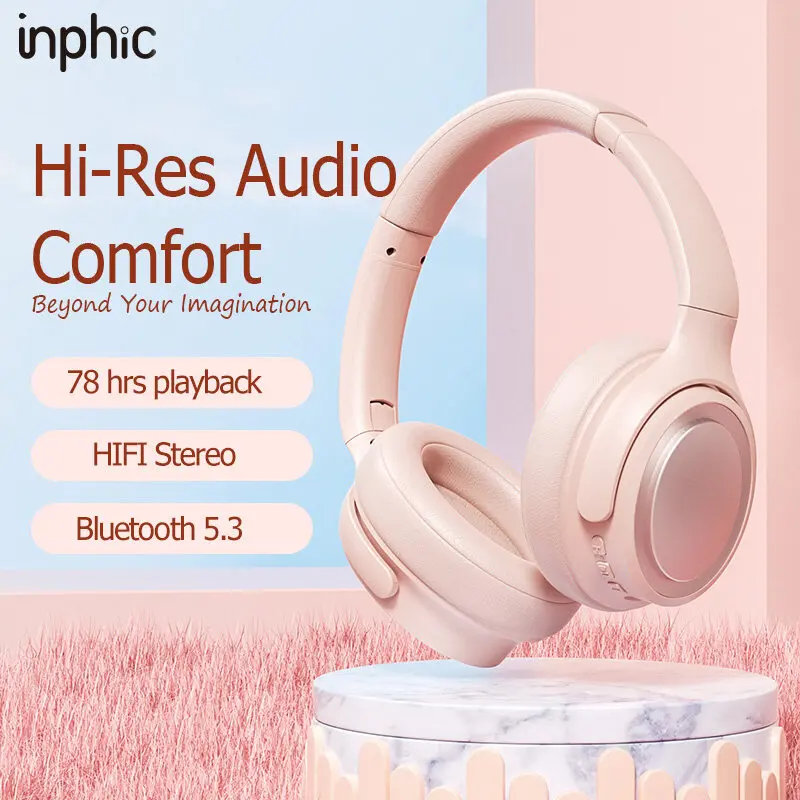 INPHIC H1 Bluetooth Over-Ear HiFi Stereo Foldable Lightweight Wireless Headphones Suitable for Travel Home Office