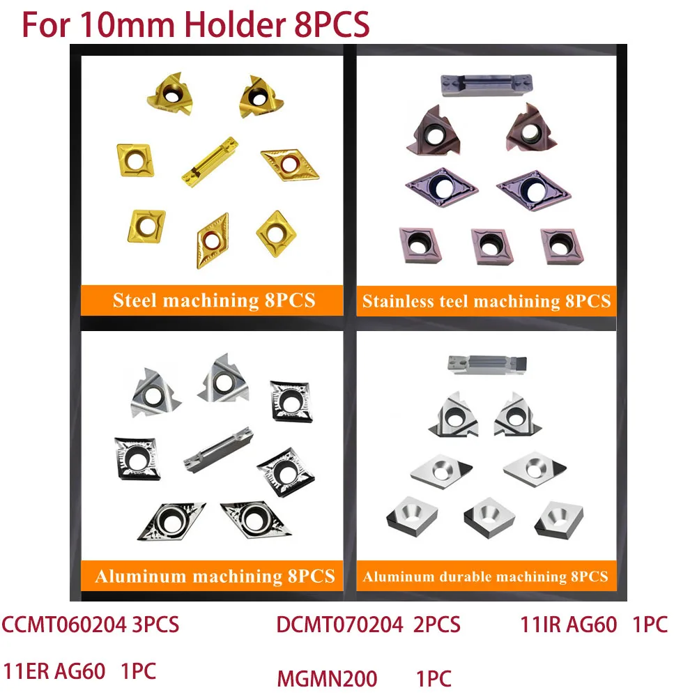 Intlshaft Mixed Inserts Set CNC Lathe Turning Tool Holder Boring Bar Carbide / PCD Inserts for Metal Turning Threading Grooving