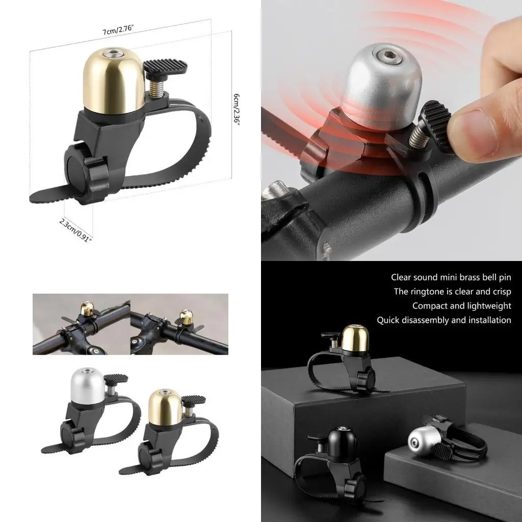 R6FE Coppers Bikes Bells Clear Sound Mini Bicycles Bells for Mountain Bike Handlebars