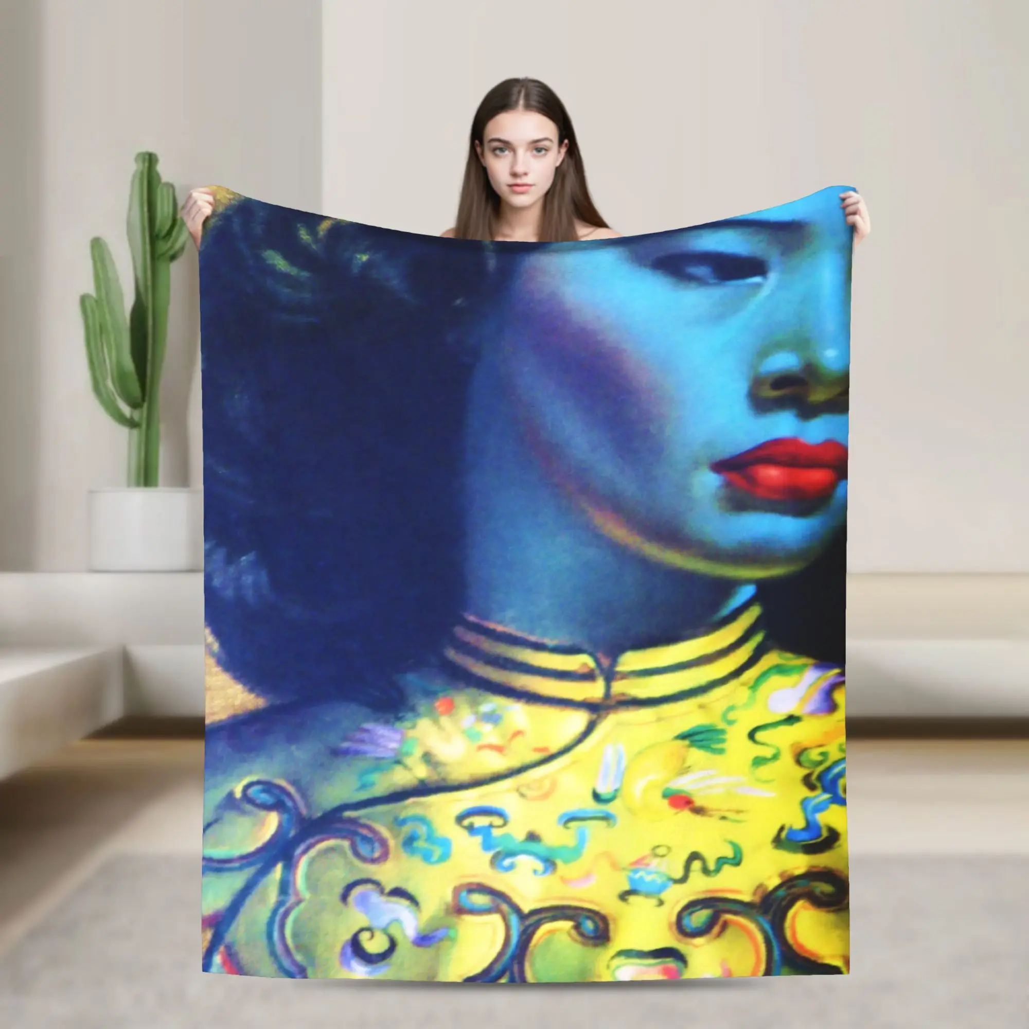 Miss Wong Vladimir Tretchikoff  Blanket Lightweight Thin Fleece Healing Present  Throw Blankets Bedspreads