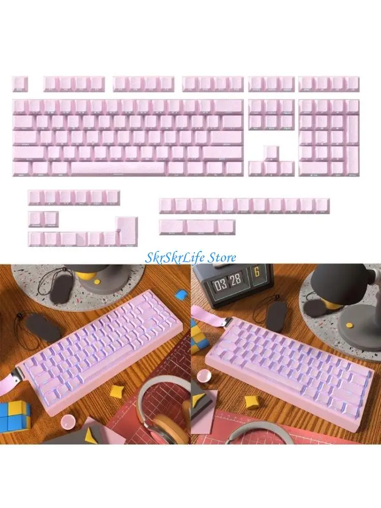 

E65E Pink Side Transparent Keycaps для 136 Keys Keycap усиливает наводнение клавиш