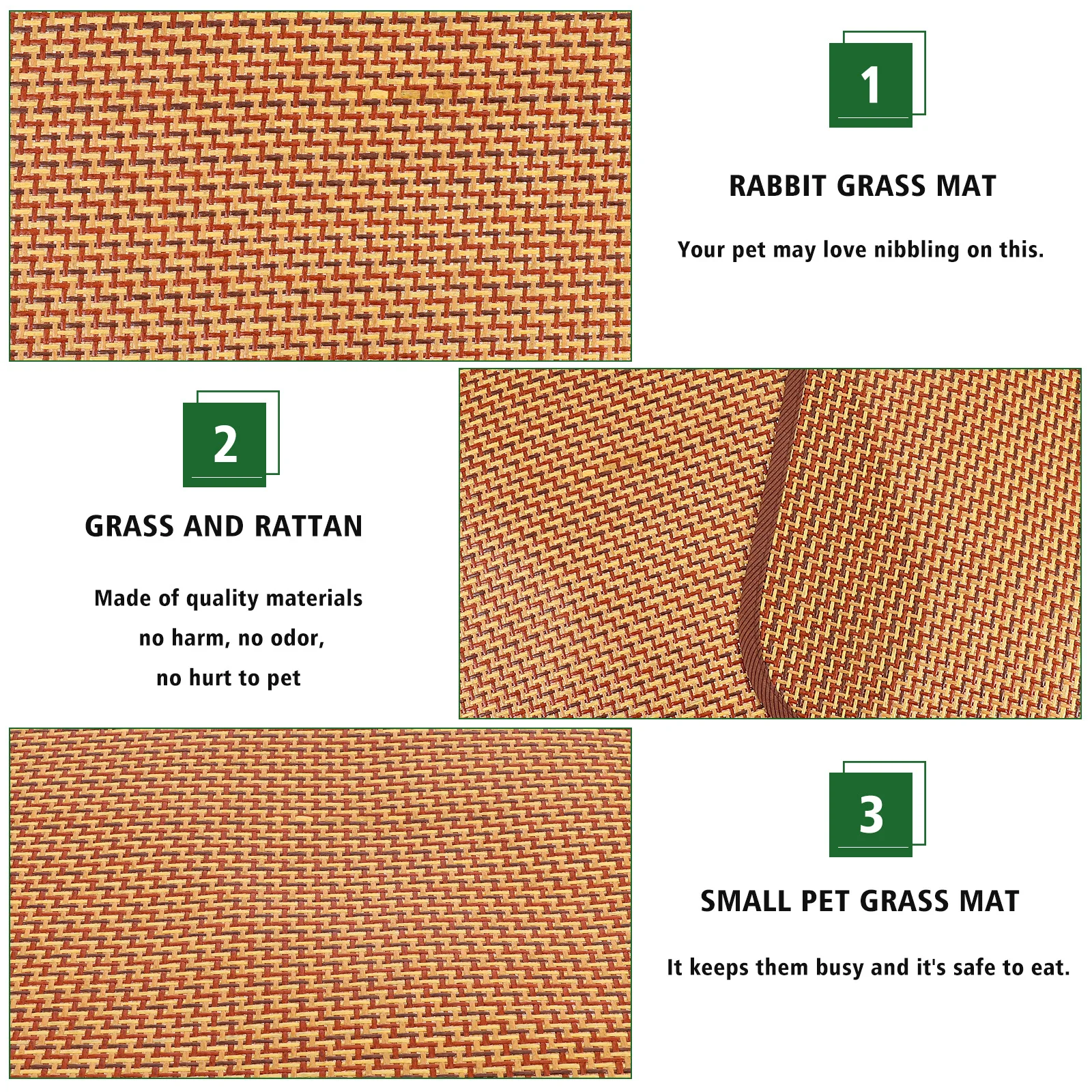 

4pcs Pet Cooling Mat For Small Animals, Rabbit Grass Bed Pad, Natural Woven Bunny Rest Mat, Chewable Grass Mat