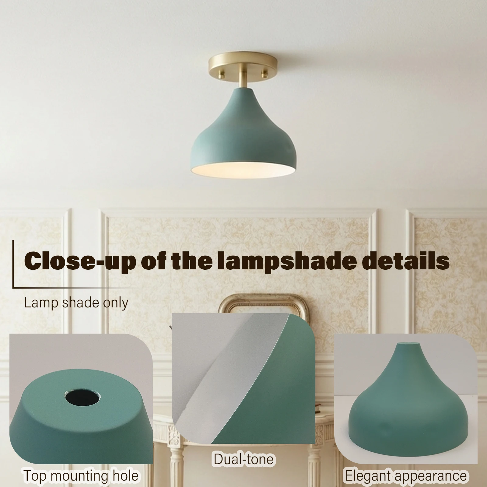 Macaron Color Conical Metal Lamp Shade, Two-tone Inner White Iron Lampshade Replacement for Pendant Wall Desk Light Bedroom Cafe