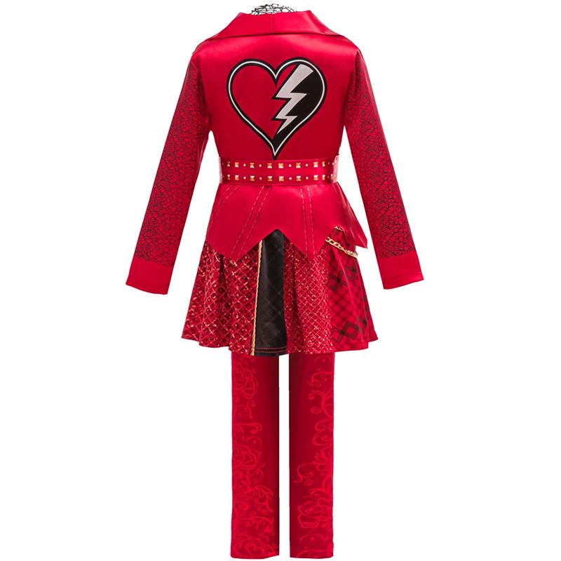 Girls Rise Red Princess Costume 4PCS Set Dress Pants Coat Gloves For Kids Halloween Birthday Party Carnival Performance Dress Up