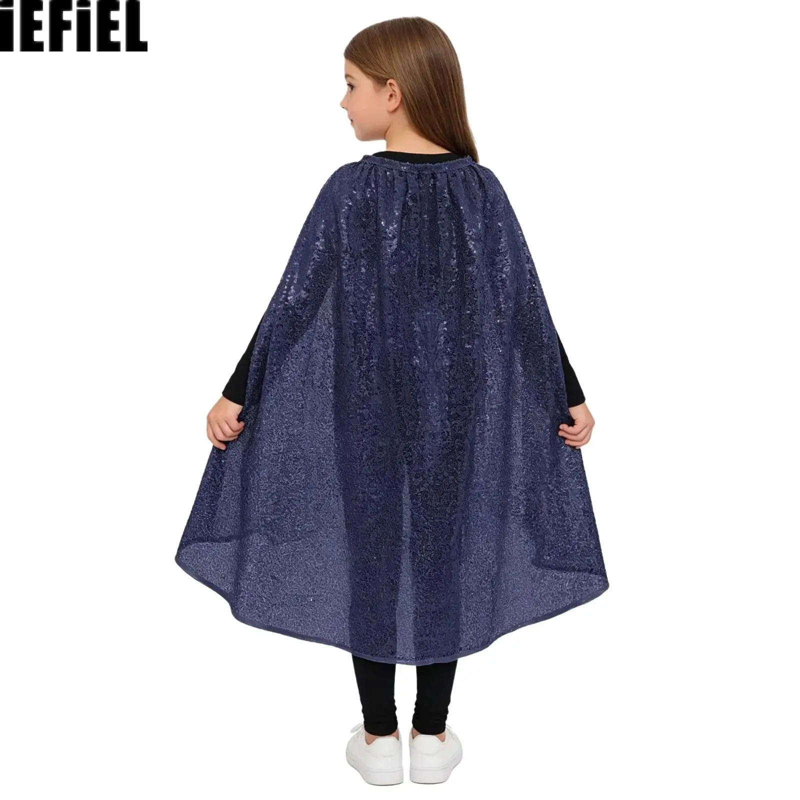 Sequins Witch Cloak Cape Costume Dress Up Accessories Shiny Sequins Long Cloak Halloween Cosplay Witch Costume Robe