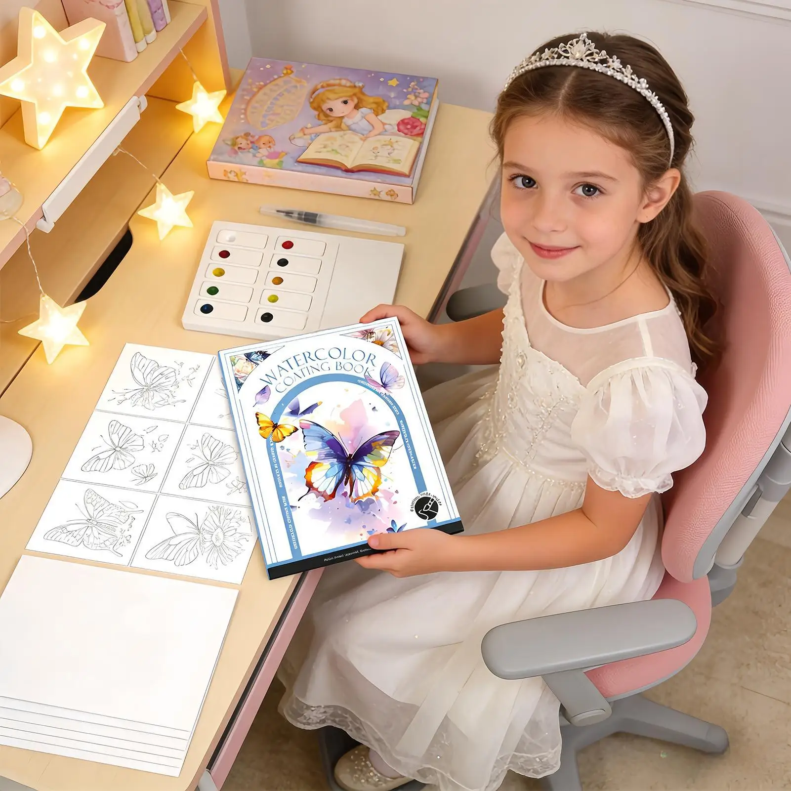 Water Coloring Book Kit Coloring Paper Stationery Supplies Waterbook Color Paint For Boys Girls Teens Adults Students Beginners