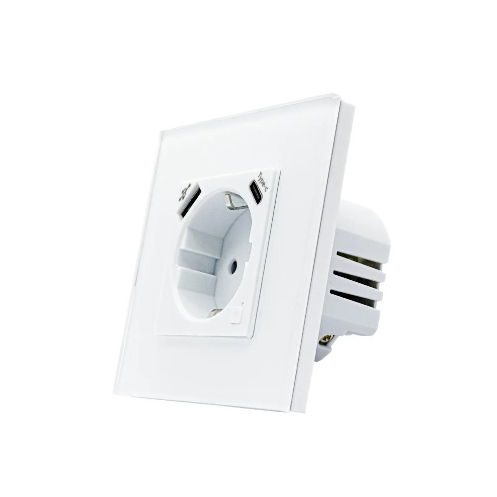 

Tuya Type-C WiFi Smart Wall Socket Power Monitor USB-C EU Plug Outlet APP Wireless Remote Control Work with Alexa Google Home