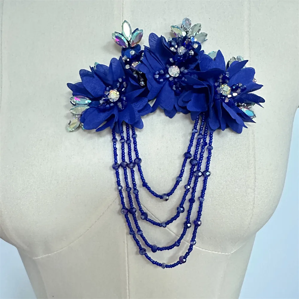 Fabric Flower with tassels For Wedding accessories sewing christmas materials for DIY
