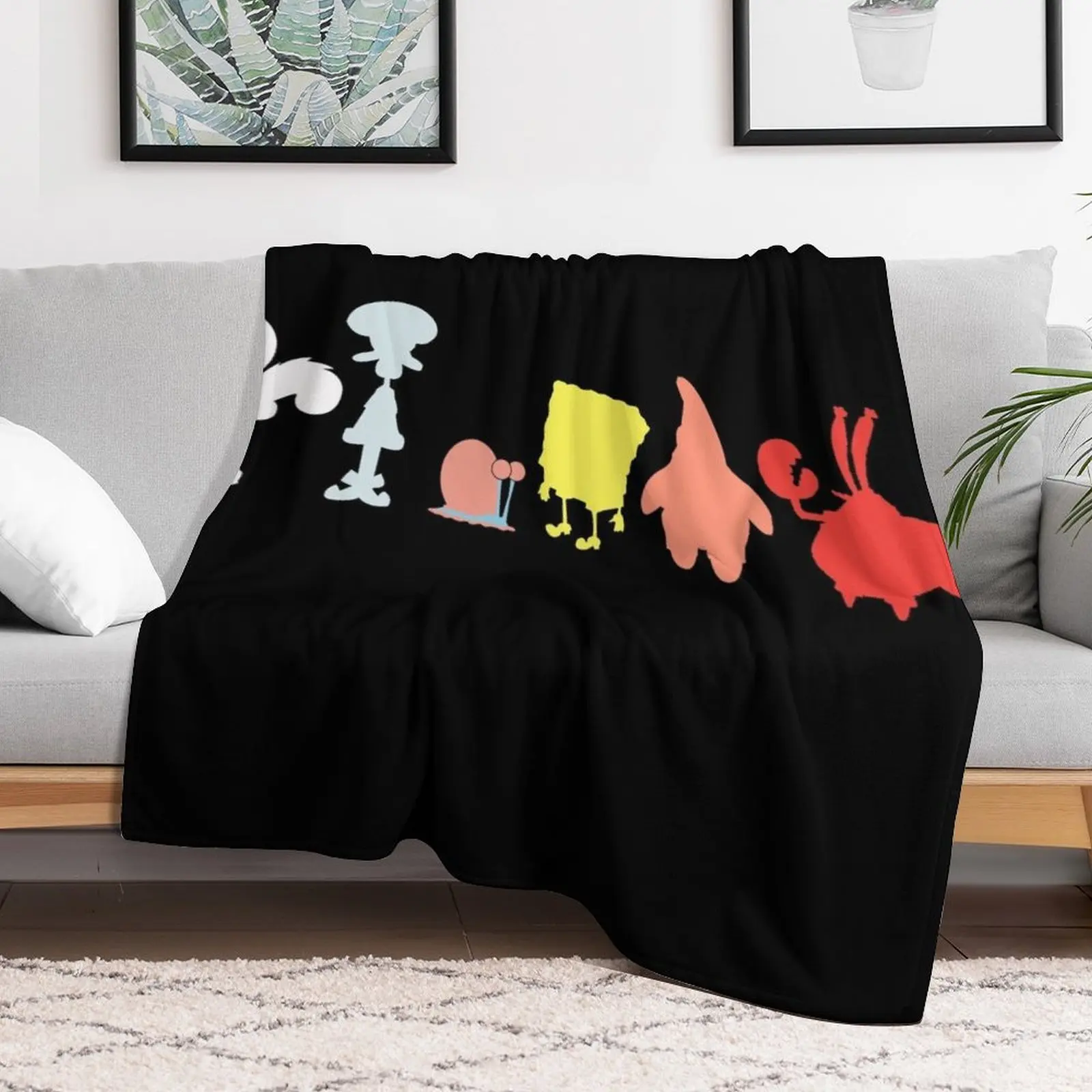 Bikini Bottom Silhouettes Throw Blanket Decorative Throw Furrys blankets and throws Large Blankets