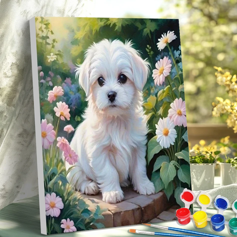 GATYZTORY Painting By Number Adults New With Frame Coloring For Adults For Handiwork Animals dog Handicraft Art Picture Drawing 2