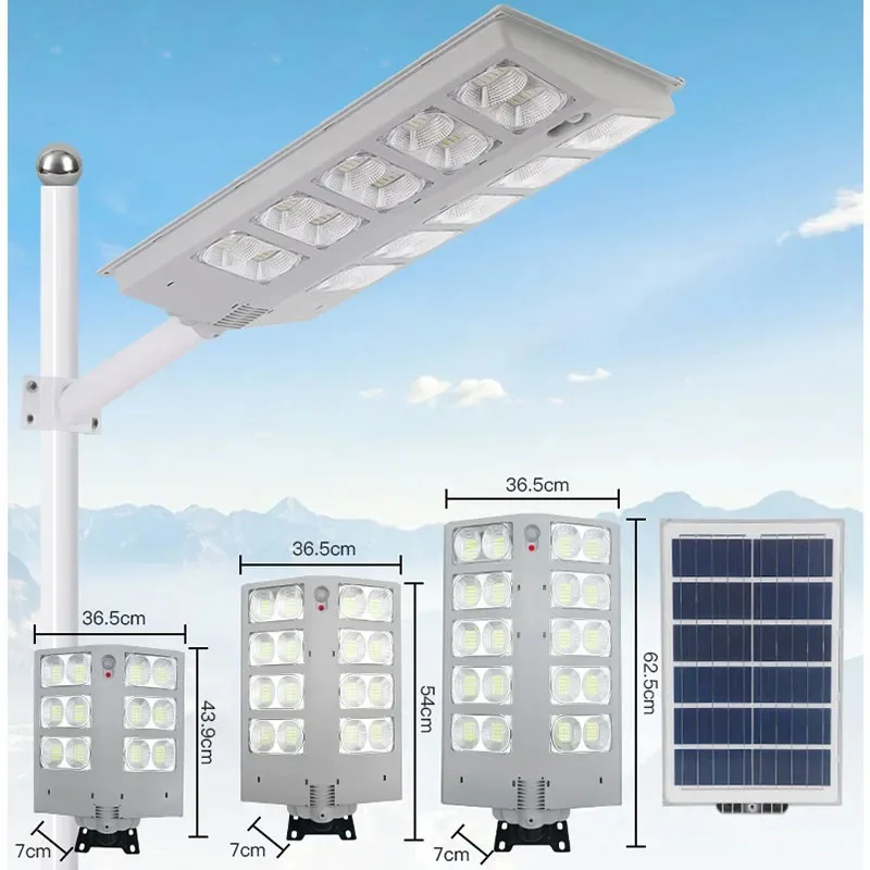 High Power 600W 800W 1000W Solar Street Light with Motion Sensor for Garden Security,Retractable Pole Included - Image 4