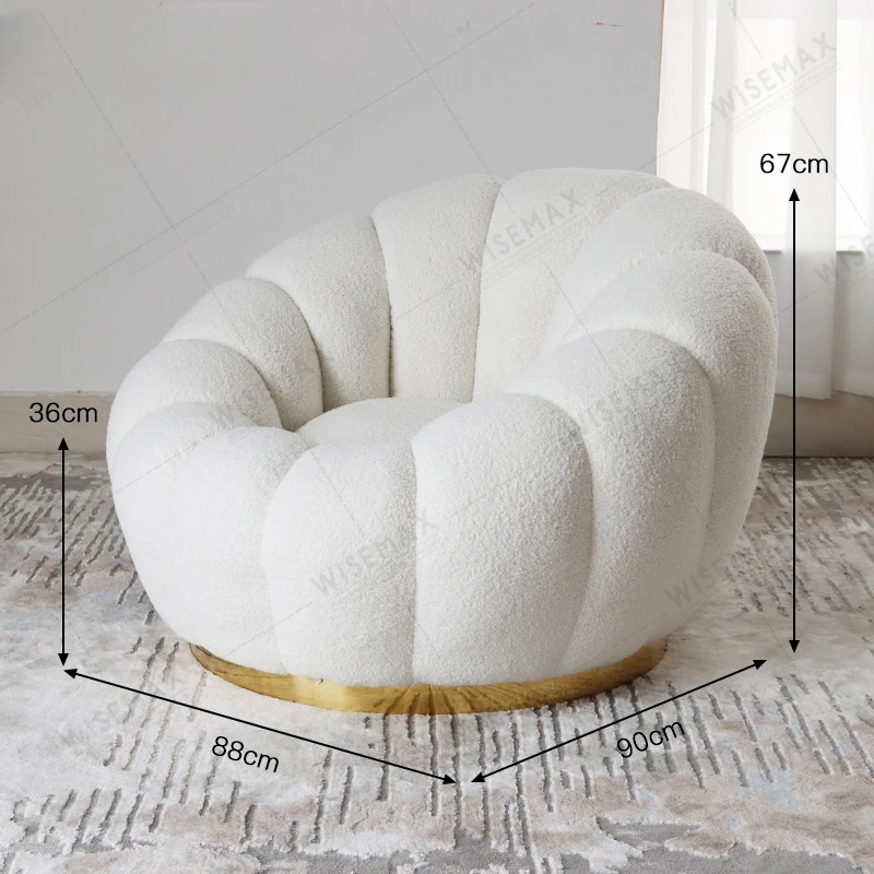 WISEMAX FURNITURE Teddy fabric living room furniture Cozy Pumpkin Shape Sofa Chairs Living Room Velvet  Kids/Children