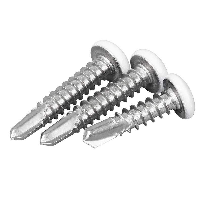 M4.2 M4.8 410 Stainless Steel Cross Pan Round White Paint Head Fast Self Tapping Screws Self Drilling Phillips Screw