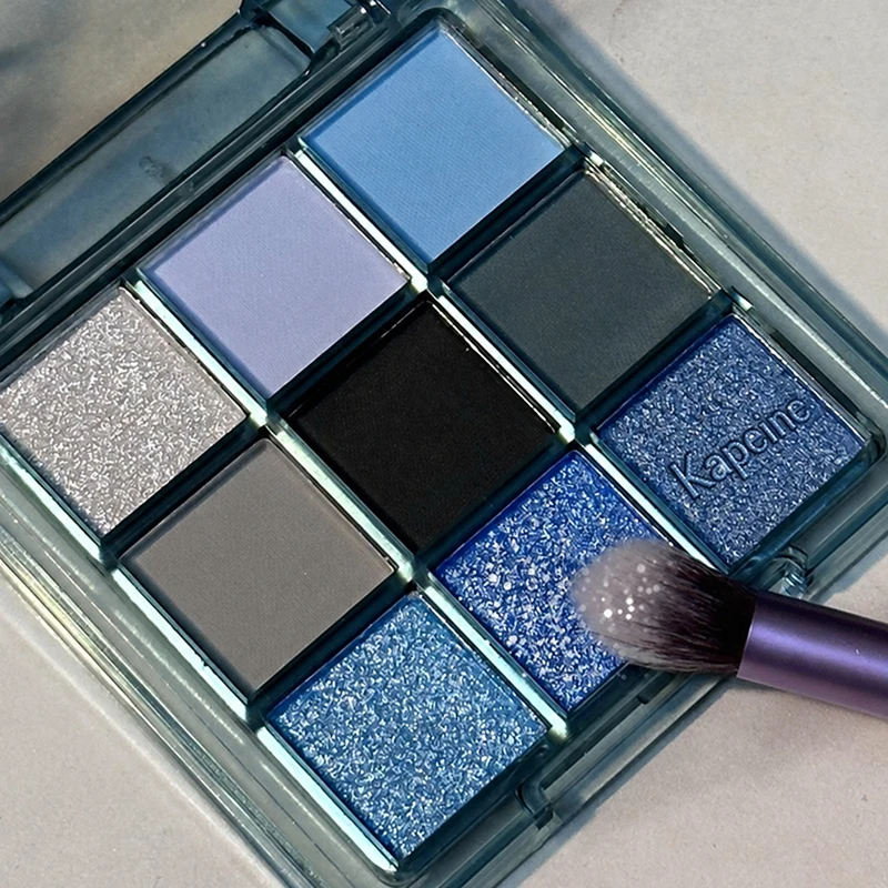 K'APEINE 9 Colors Eyeshadow Palette Matte Shimmer Glitter High Pigment Blue Pink Nude Smoky Eye Shadow Makeup Compact Travel Kit gallery 2