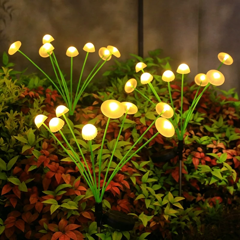 6LEDS Silicone Mushroom Solar Powered Outdoor Lights Lawn Lamp Garden Tree Ground Plug Light Landscape Light
