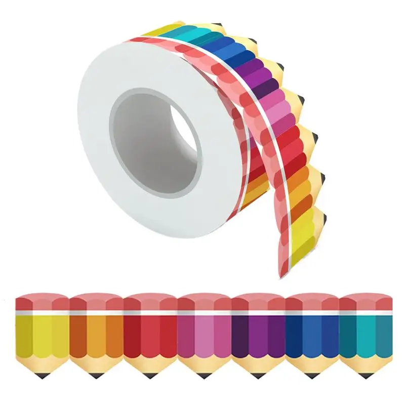 Colorful Pencil Border 65ft Border Trim Back To School Decoration Paper Borders Border For Back-to-School Walls Homeschool