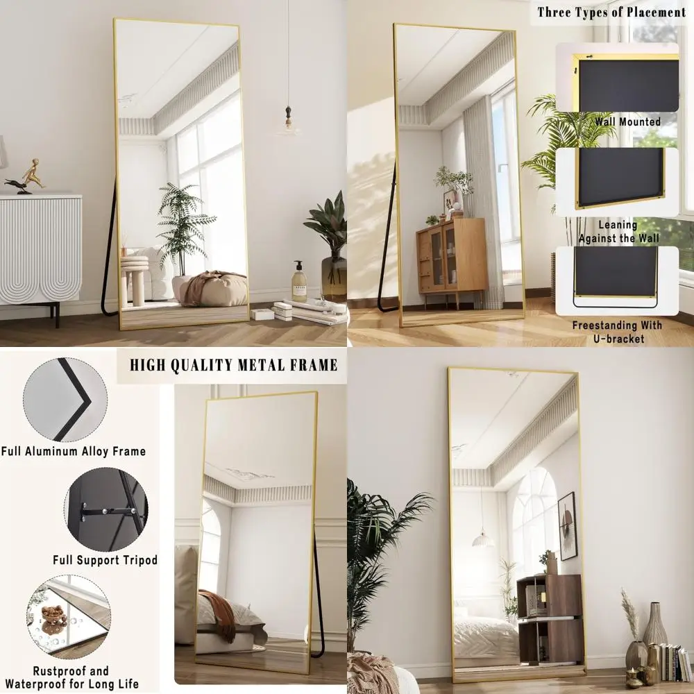 

Full-Length Floor Mirror 65x24 with Aluminum Frame, Shatter-Resistant Tempered Glass, Ideal for Full Body Viewing