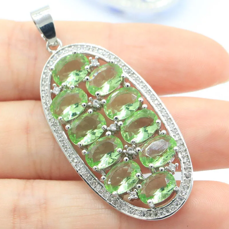 52x22mm Long Big White Sapphire Tanzanite Kunzite Violet Tanzanite Green Tsavorite Garnet Golden Citrine CZ Silver Pendant