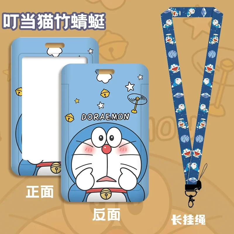 Anime Doraemon Card Holder Kawaii Card Covers Lanyard Student Campus Card Hanging ID Bus Meal Cards Holders Kids Birthday Gift