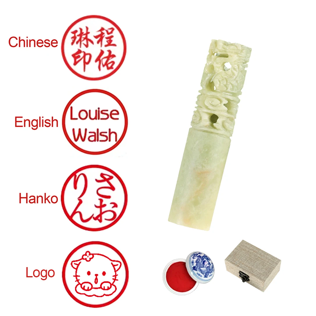 

Каменная печать, штамп Дракона, ханко, японский штамп с именем, индивидуальный подарок, каллиграфия, живопись, персонализированная коробка для штампов, чернильная подушечка