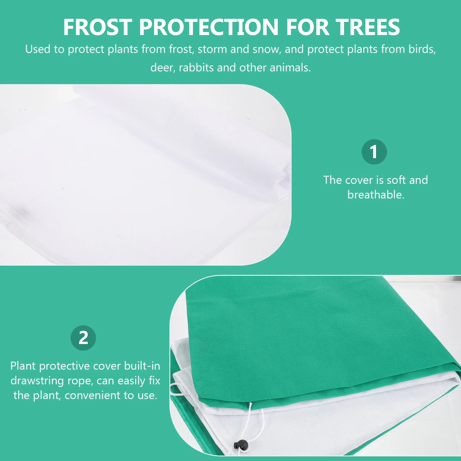

2Pcs Plant Frost Covers Winter Protection Outdoor Tree Covers Freeze Bags Soft Breathable Built in Rope Sturdy Fruit Hail Snow
