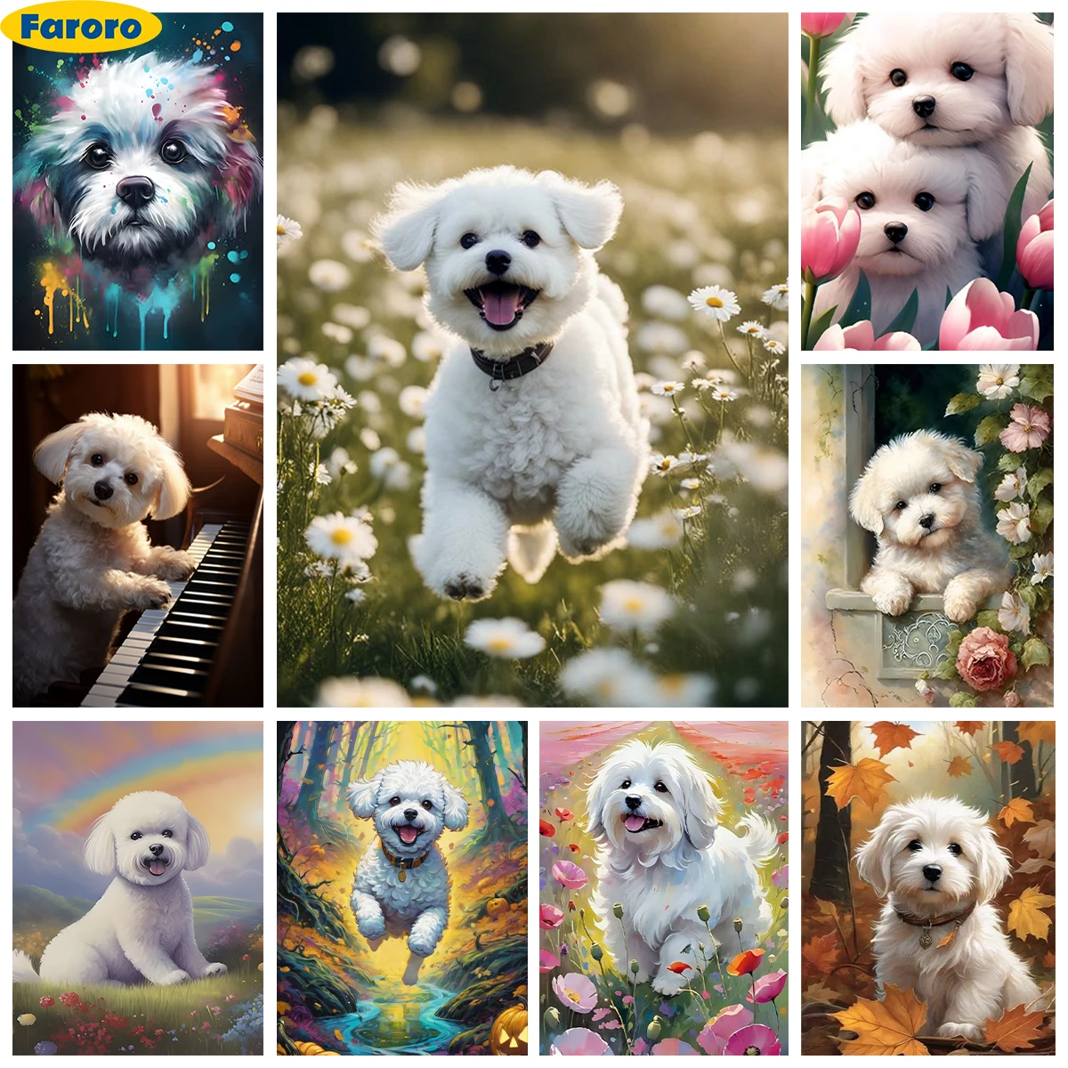 Bichon Frise 5D Diamond Painting Cute Bichon Pet Dog Diy Diamond Embroidery Cross Stitch Handmade Child Gift Home Wall Art Decor