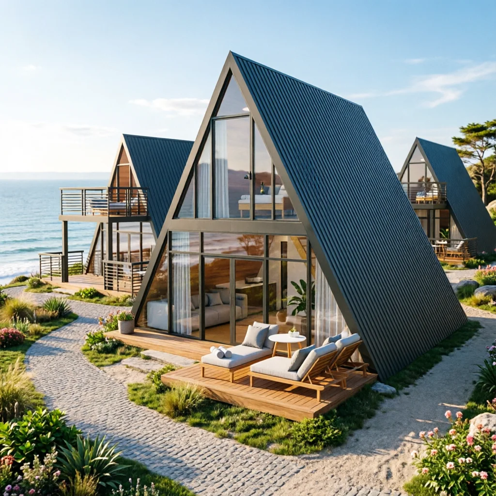 Hot Selling Prefab House 2 Bedroom Modular Prefabricated Houses Light Steel Frame Modern Triangular-Shaped Villas Mobile Home