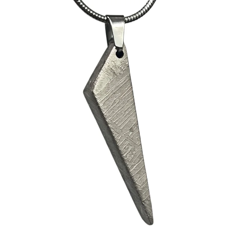 Natural Muonionalusta Meteorite Long Spike Pendant Nickel Plating Craft Genuine Swedish Meteorite Slice Pendant Necklace LK577