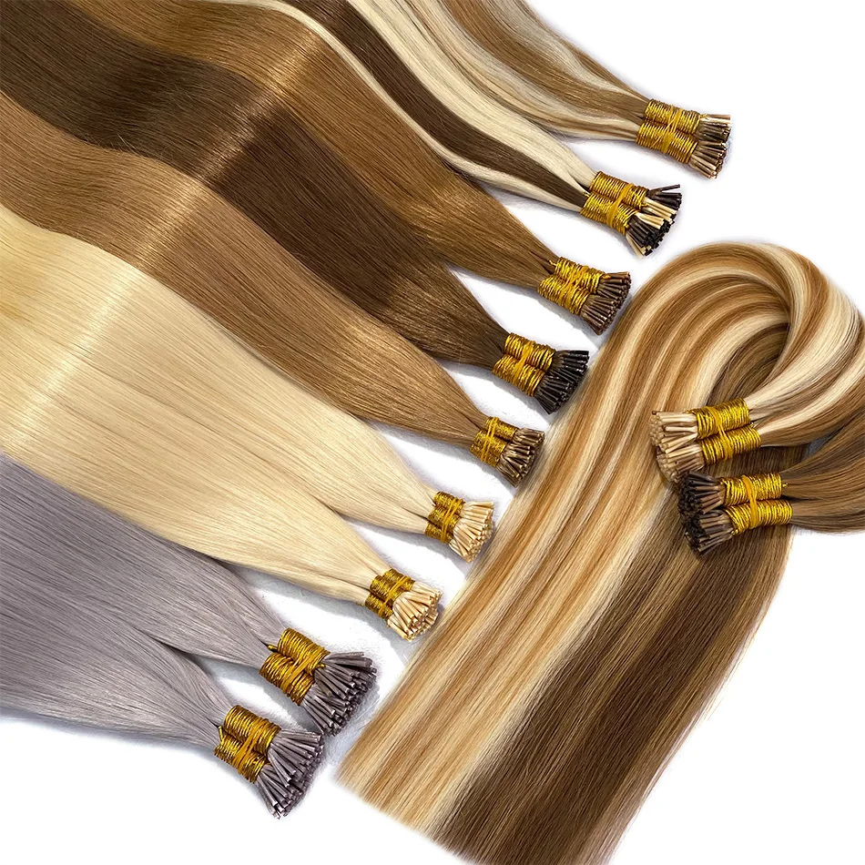 Straight I Tip hair Extensions 100% Natural Human Hair 50pcs/ Set Raw Virgin Keratin Remy I Tip Human Hair 30 Inch