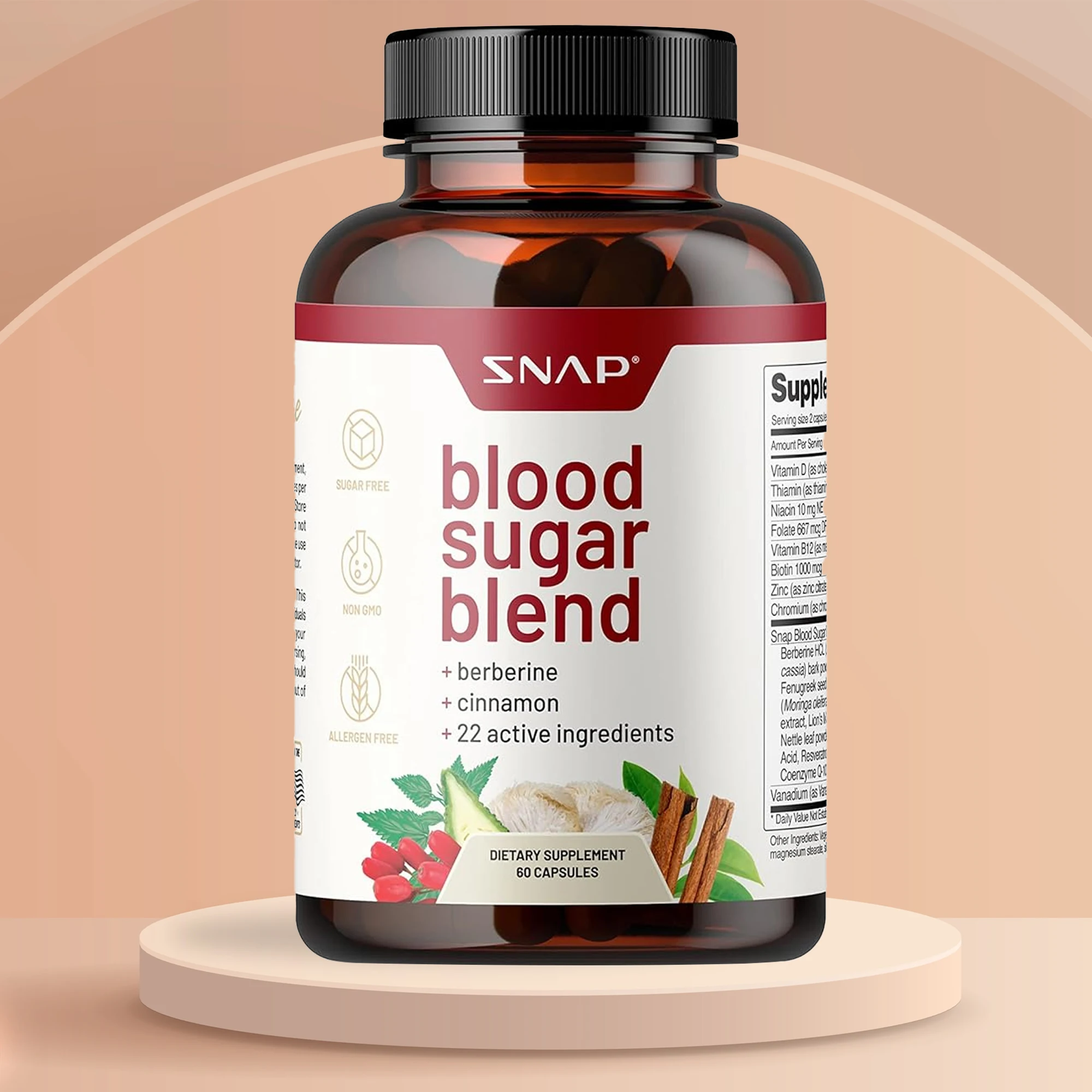 

Blood Sugar Blend - Contains 25 Vitamins and Minerals To Help Maintain Normal Blood Sugar Levels and Enhance Immunity, Non-GMO