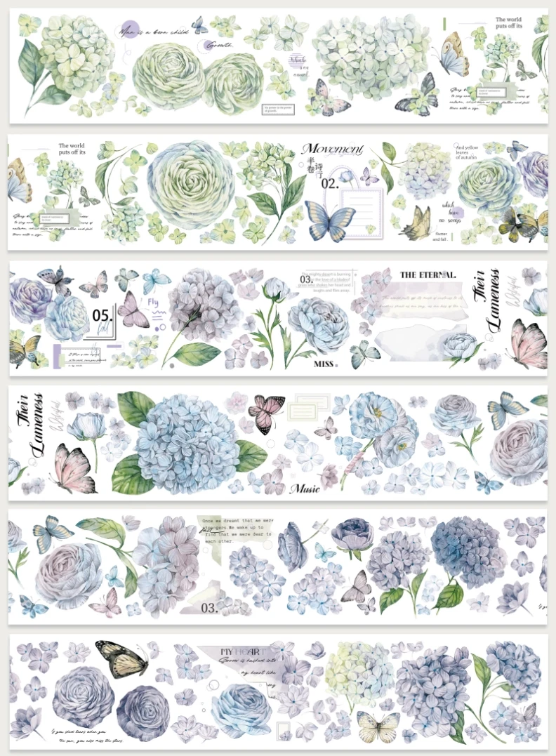 

1-петлевая синяя новая блестящая ПЭТ-лента васи с цветочной бабочкой