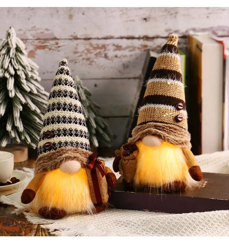 

1pcs Gnome Christmas Decorations 30cm Light Up Christmas Gnomes Plush Doll Ornaments Knited Elf Dwarf Gift Home Table Decor