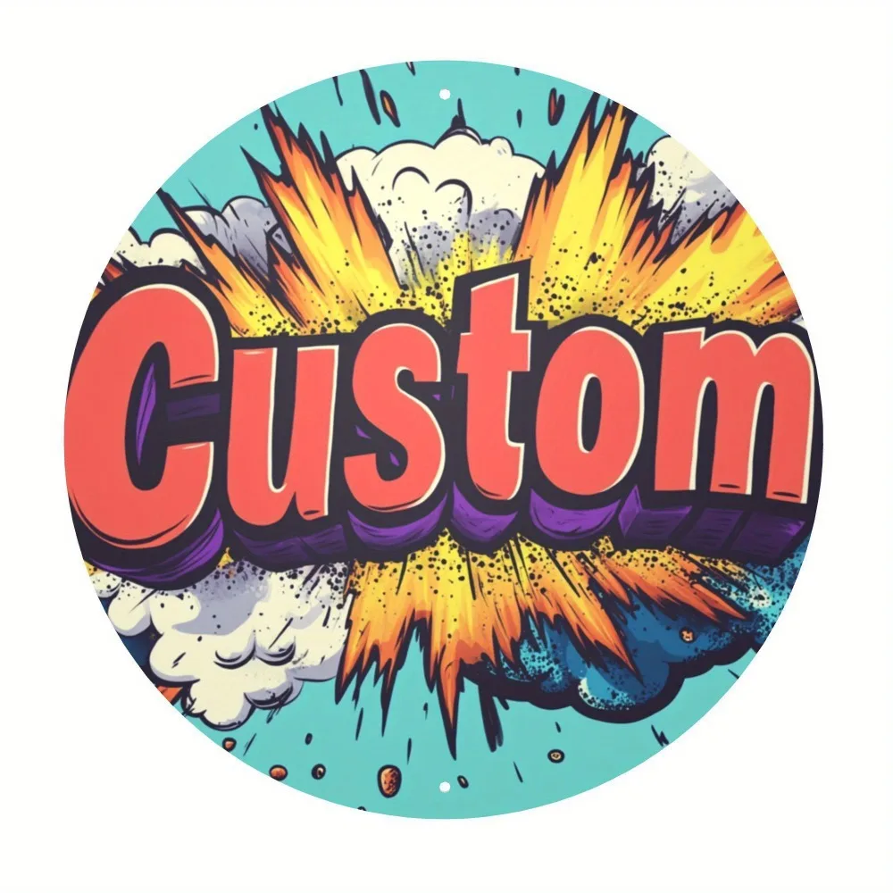 CIFbuy Custom Text Round Metal Sign,Personalized Custom Words Pop Art Wall Decor (Only For Decoration)