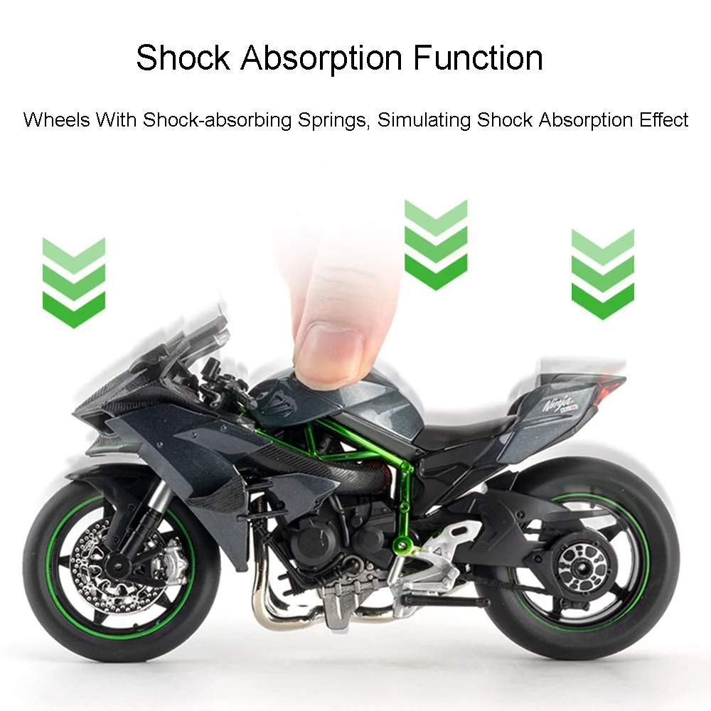 1:12 Schaal Kawasaki H2R BMW S1000RR Motorfiets Model Speelgoed Muziek Licht Schokabsorptie Linkage Stuurmotor Modellen Cadeau voor Jongen