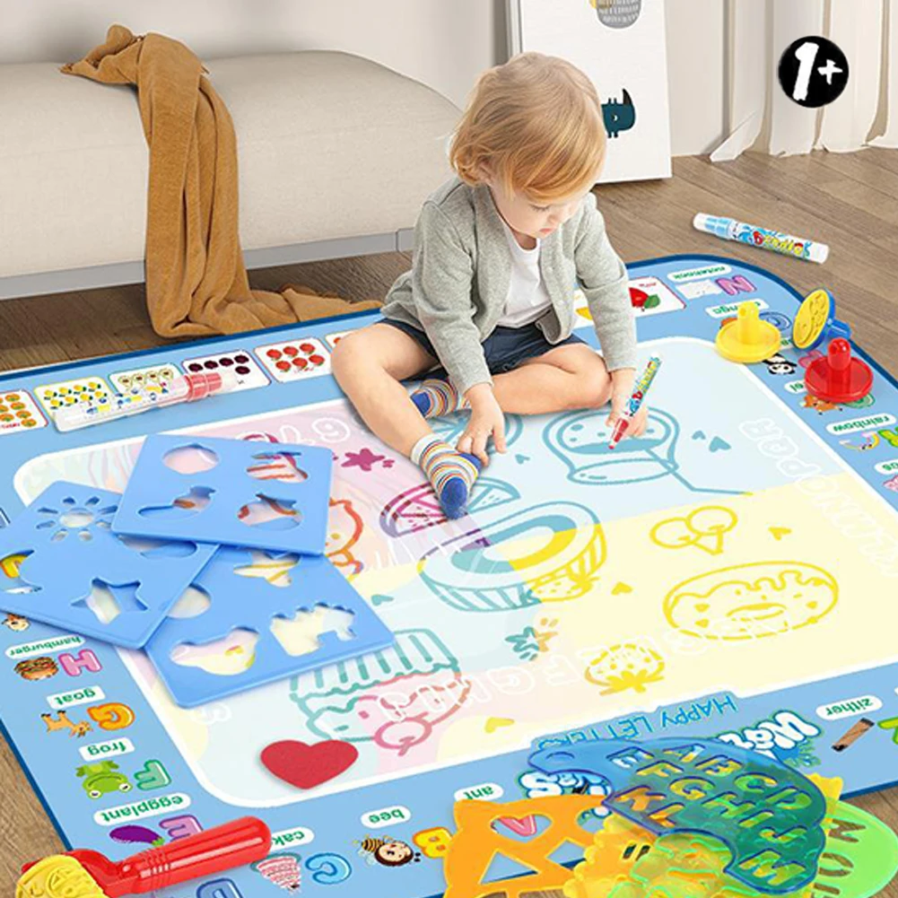 60x80CM Magic Water Drawing Mat Coloring Doodle with Reusable Magic Pens Montessori Painting Board Educational Toys Kids Gifts