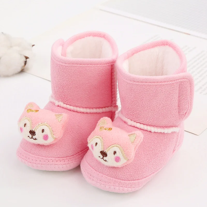 

Baby Boots Newborn Winter Plush Snow Booties for Boy Girl Cute Cartoon Soft Soled Comfortable Warming Shoes