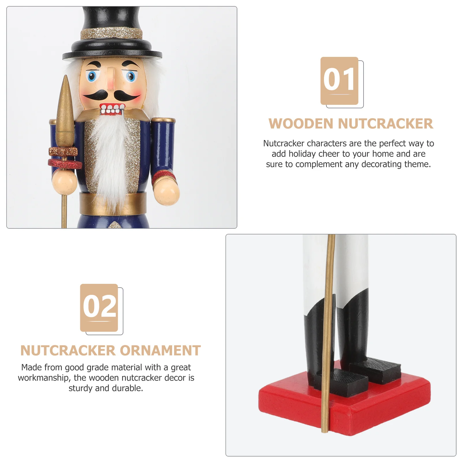

Wooden Nutcracker Puppet Classic Wedding Desktop Decor Wood Nutcracker Soldier Ornament Holiday Gift Home Office Decoration