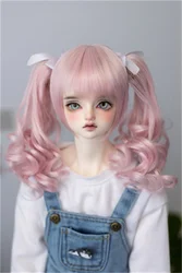 BJD Doll Wig Toys 1/3 1/4  Girl High Temperature Silk Brown Pink Golden Tiger Clip Style Double Ponytail Curls Doll Accessories