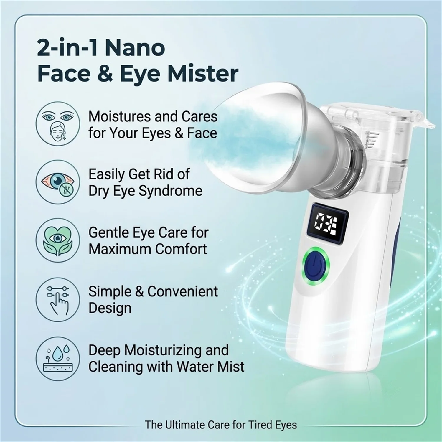 Electric Eye Massager with Nano Steam Moisturizing Spray Eye Massage Device for Dry Eye Eyes Massage Humidifier for Eye Care