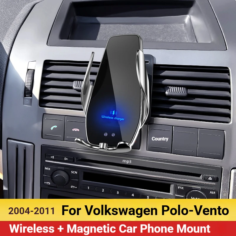 Suporte para celular com carregador sem fio para Volkswagen Polo-Vento 2004-2011, suporte para GPS.