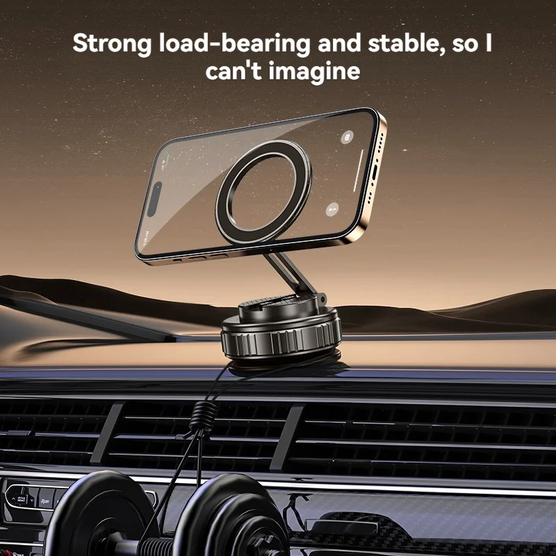 Car Mount Electric Vacuum Magnetic Holder Foldable Strong Suction Stand For Cell Phone For iphone 12 13 14 15 16 Live Streaming image 3