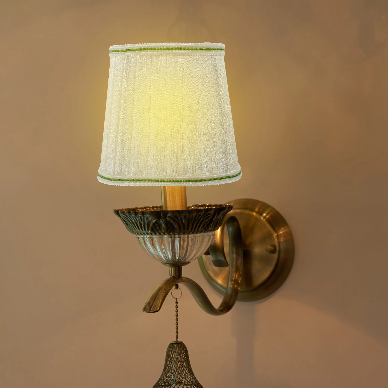 

1pcs Fabric Lampshade 10x13x12m White Green Table Lamp Shade Desk Accessories Modern Decor Replacement E14 Lampshades