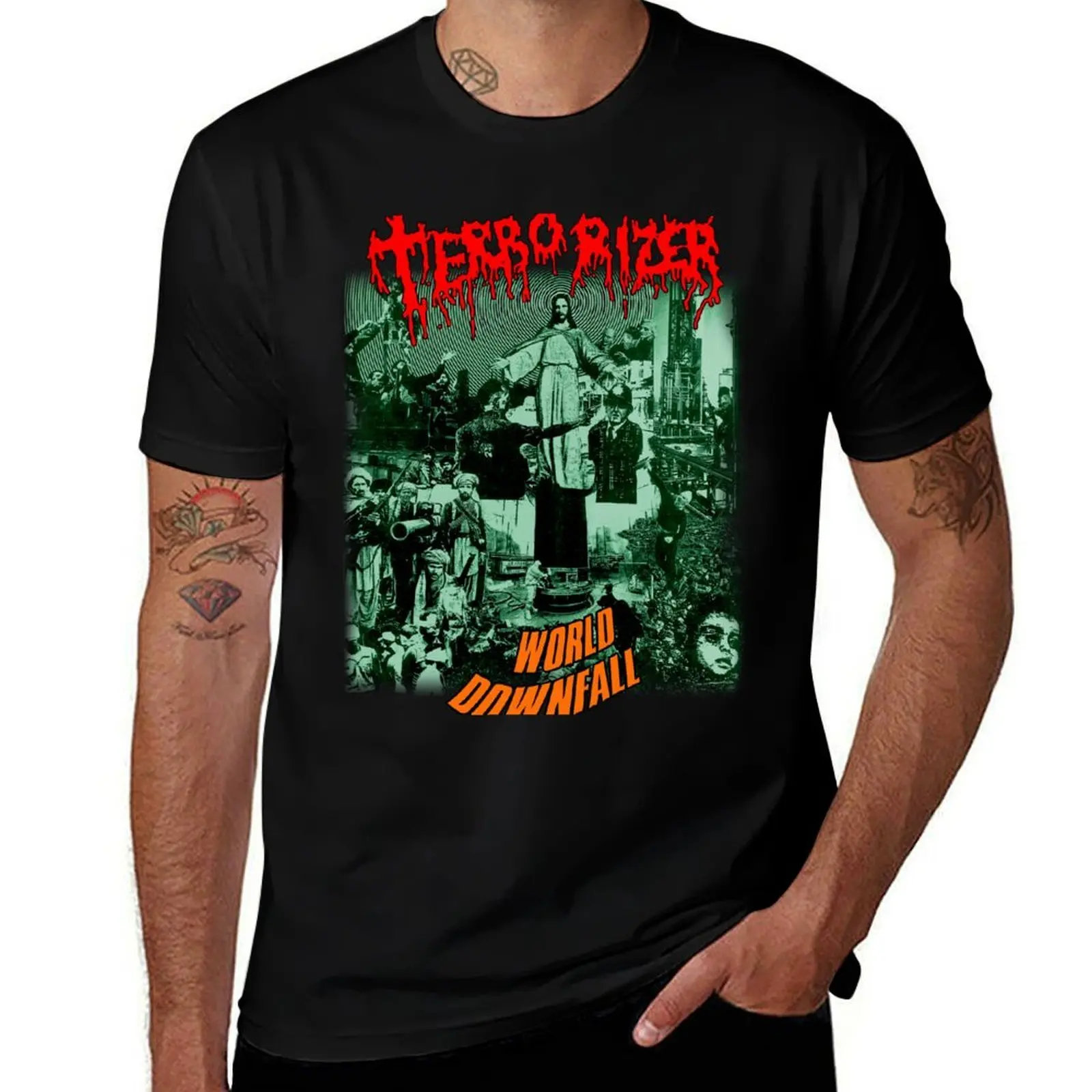 World Downfall by Terrorizer - Classic Old School Death Grind Metal T-Shirt Vintage Style Printed Top T-Shirt