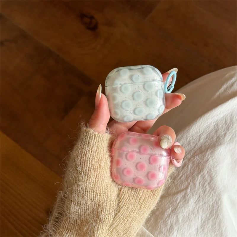 

Fashion 3D Bubble AirPods Case for 1 2 3 4 Pro Pro2 Pro3 Clear Pink Blue Soft TPU Earphone Cover Shockproof Protector