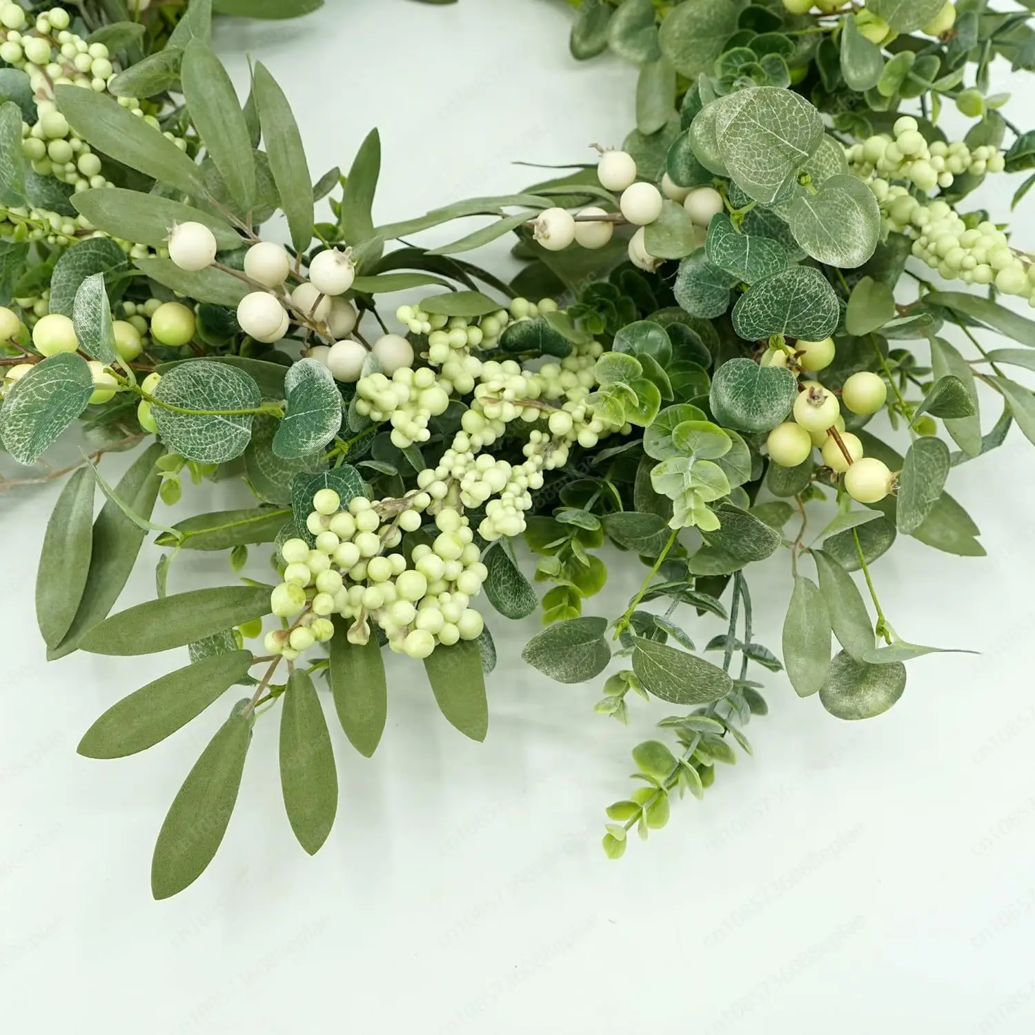 Green eucalyptus wreath spring summer large vine ring eucalyptus simulated berry wreath eucalyptus door hanging resurrection