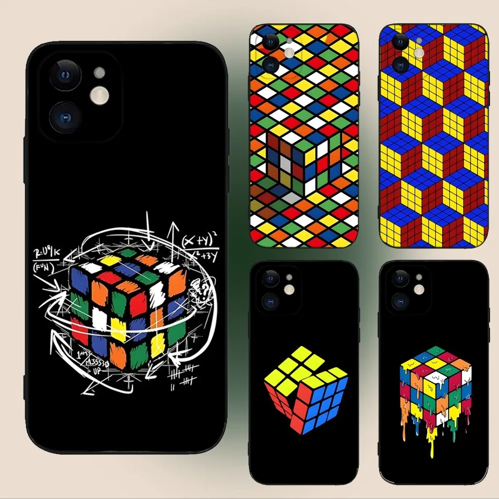

R-Rubiks Cube Phone Case For iPhone 15,14,13,12,11,Plus,Pro Max,XS,X,XR,SE,Mini,8,7 Soft Silicone Black Cover