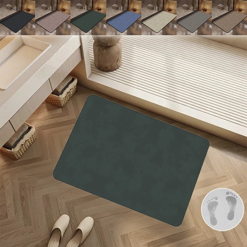 

Bathroom Mat diatom mud Soft Bathroom Quick Dry Water-absorbing Toilet Non-slip Foot Mat solid color entrance door mat Bath Rug