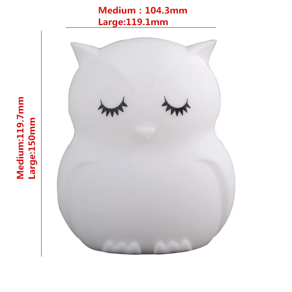 Touch Sensor RGB LED Owl Night Light Table Lamp Battery Powered Bedroom Bedside Silicone Bird Night Lamp for Children Baby Gift