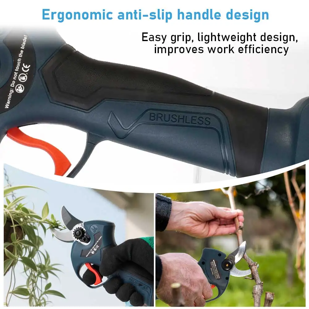 SNUOK 12V Brushless Electric Pruning Shears DIY Outdoor Garden Bonsai Pruning Fruit Tree Power Tool for Bosch Lithium Batteries